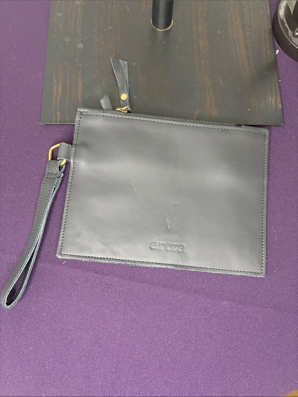 Azar leather wristlet